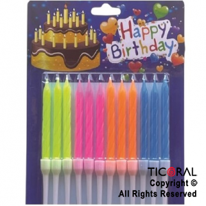 VELA FLUO COLORES SURTIDOS 6 CM x 12 UNIDADES